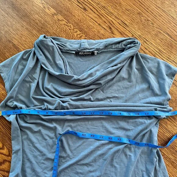 Kulayan Cowl Neck Top - Teal Blue - XL - Organic Bamboo Fabric - EUC - USA-Made - Picture 6 of 9